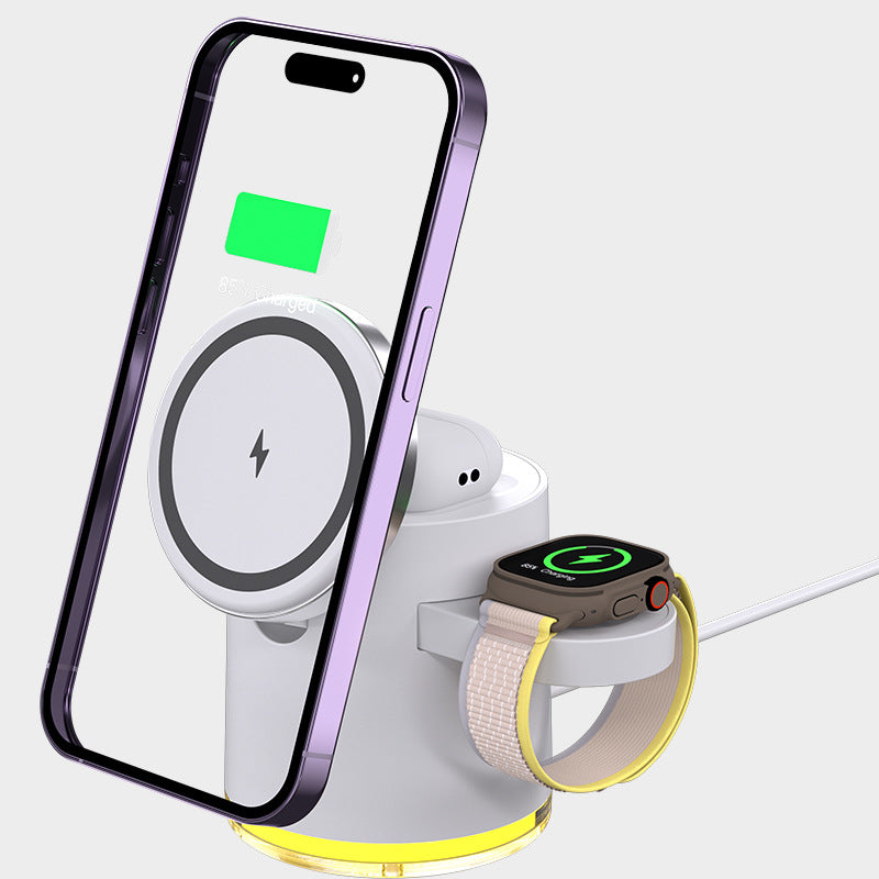 Foldable Qi2 Magnetic 3-in-1 Fast Charger – Apple