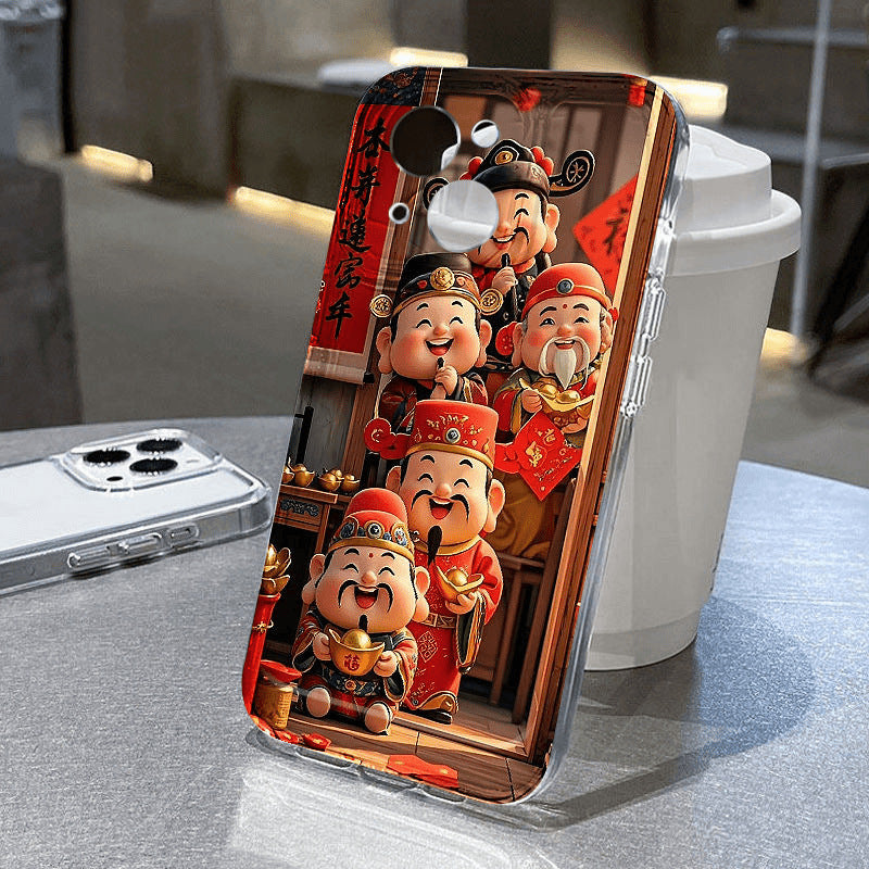 Five-Way God of Wealth Transparent iPhone Case