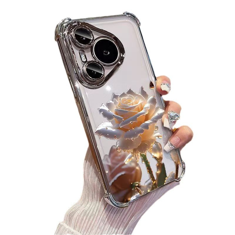 Crystal Rose Transparent iPhone Case Drop Resistant