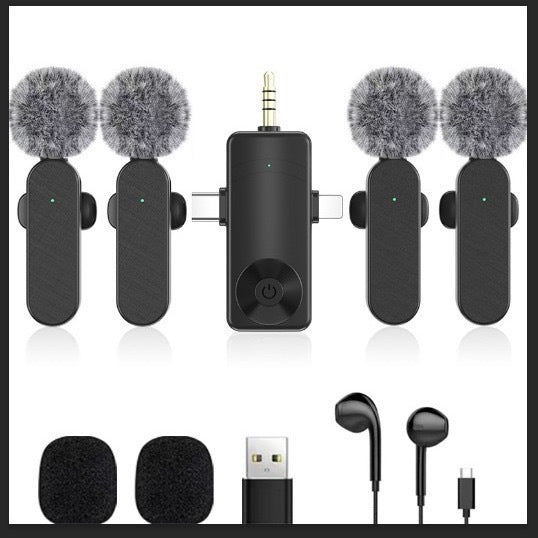 Multi-User Wireless Collar Mic – 1-to-4 Noise-Reducing Mic for Live & Recording