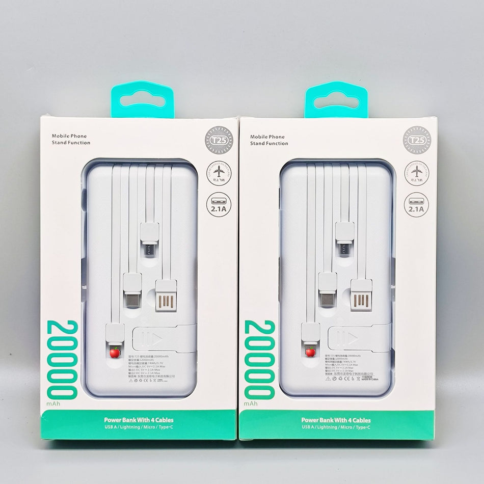 20000mAh Power Bank with Display & Built-in Cable