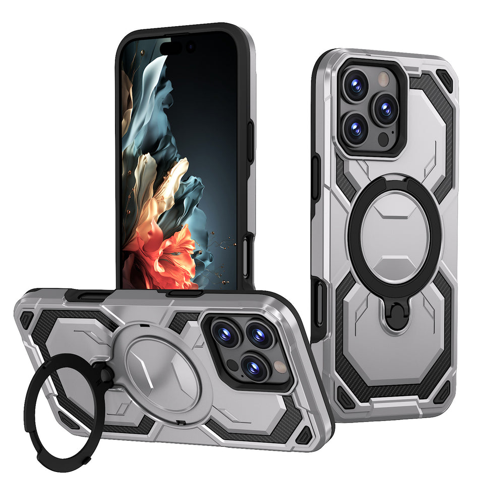 iPhone 16 Pro Magnetic Case with Hidden Rotating Bracket - Anti-Drop