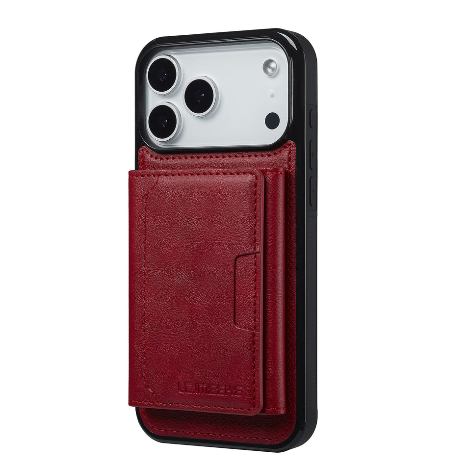 Magnetic Two-in-One Card Holder Leather Phone Case for iPhone