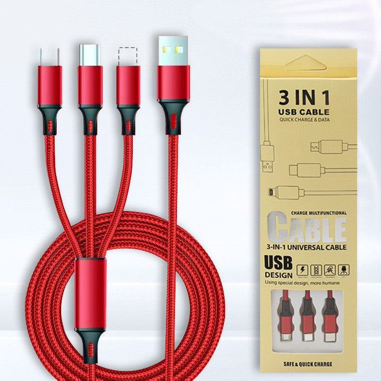 Nylon 3-in-1 Charging Cable  For All Devices