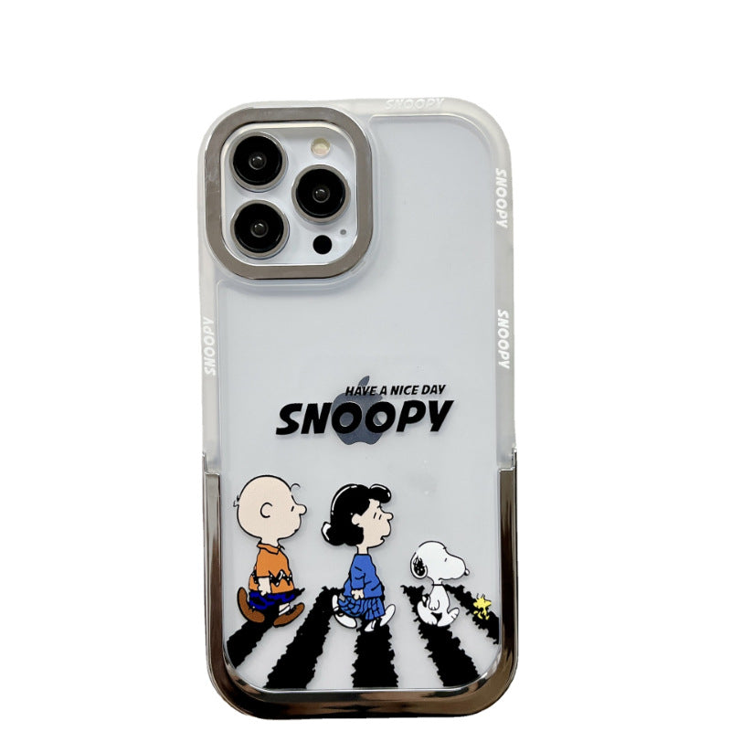 iPhone 14–15 Pro Max Cartoon Bracket Case Transparent