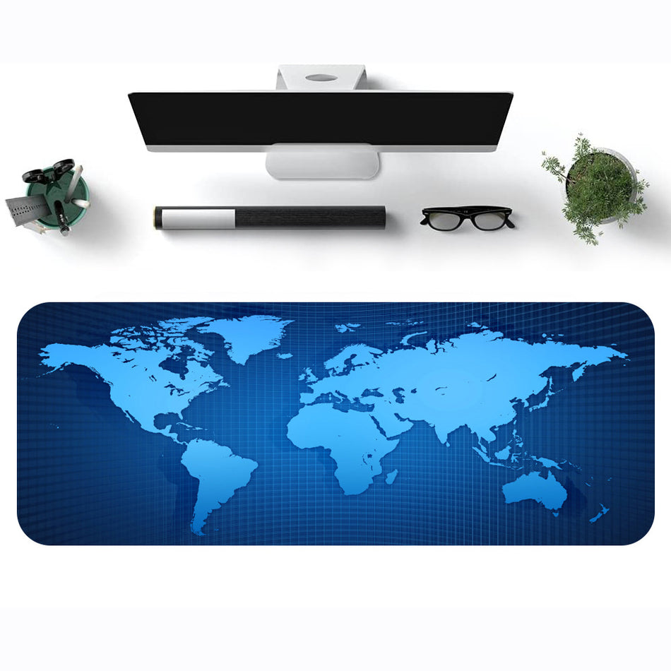 Oversized World Map Mouse Pad with Locked Edge