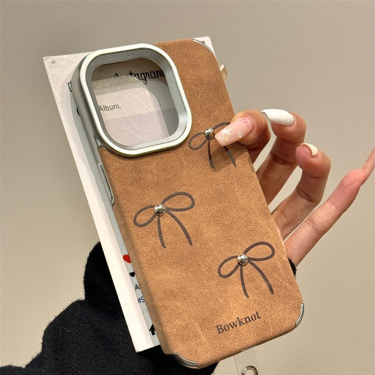 Vintage Leather Brown Bow Case for iPhone Series