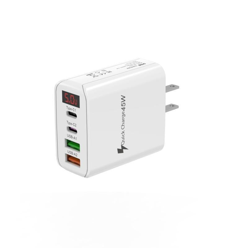 45W Multi-Port Fast Charger with Digital Display Universal Plug