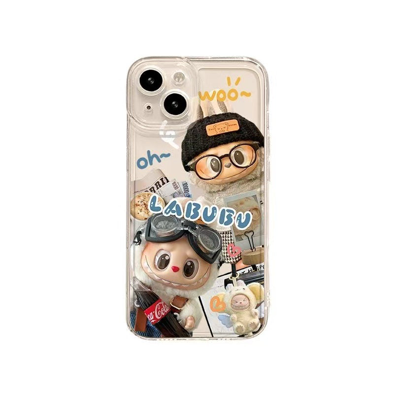 Cute Couple Labubu Transparent iPhone Case