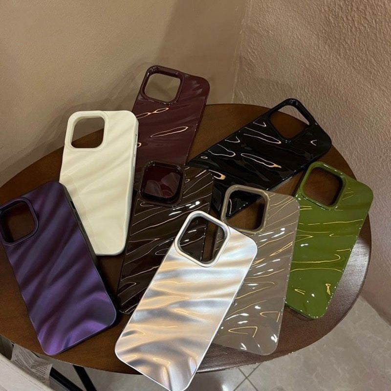 Pleated Solid Color iPhone Case – Soft & Minimalist