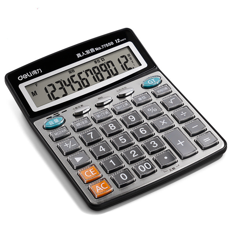 Deli Voice Calculator with Large Screen for Office Use