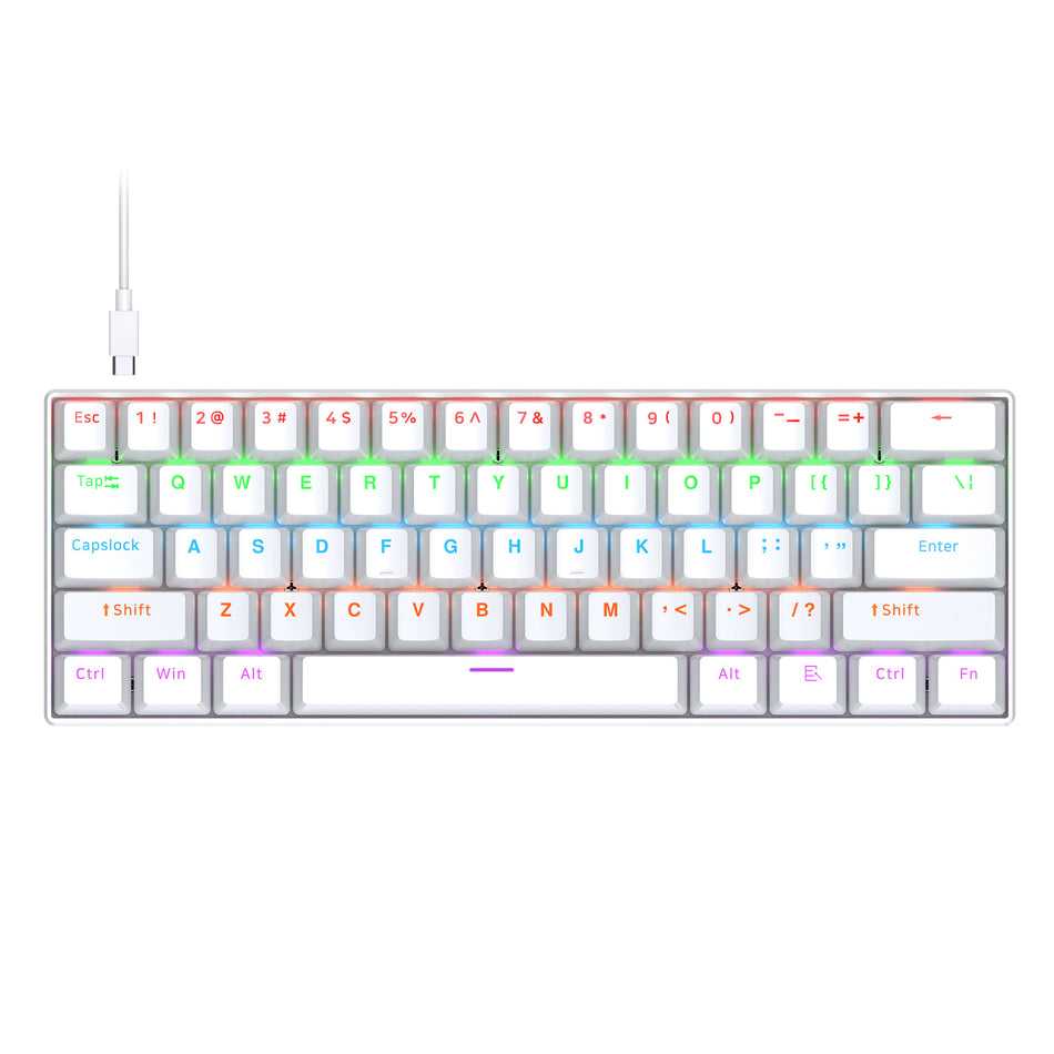 T-WOLF Thunder Wolf T60 Mechanical Keyboard Hot Plug Game RGB Mixed Light 61 Key Double Color Portable Keypad