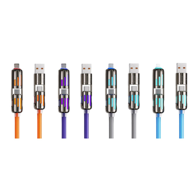 240W 4-in-1 Super Fast Charging Cable Zinc Alloy Silicone
