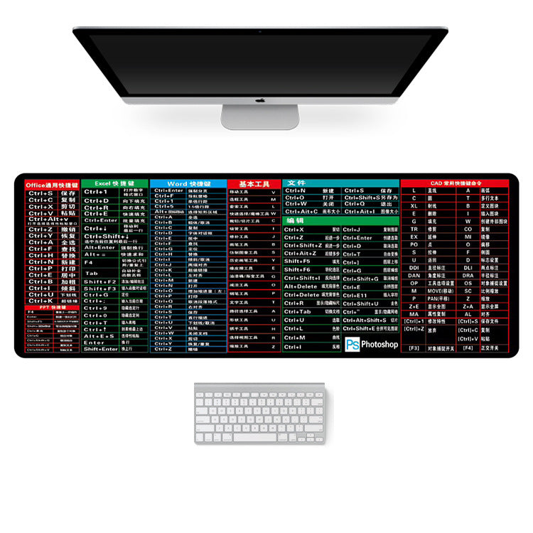 Extra Large Shortcut Key Mouse Pad Edge Lock Desk Mat