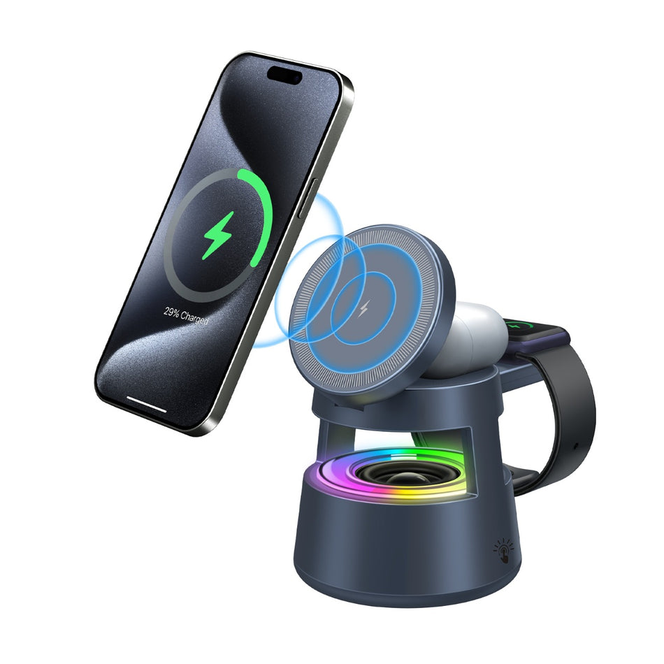 Five-in-One Bluetooth Speaker with Wireless Charging