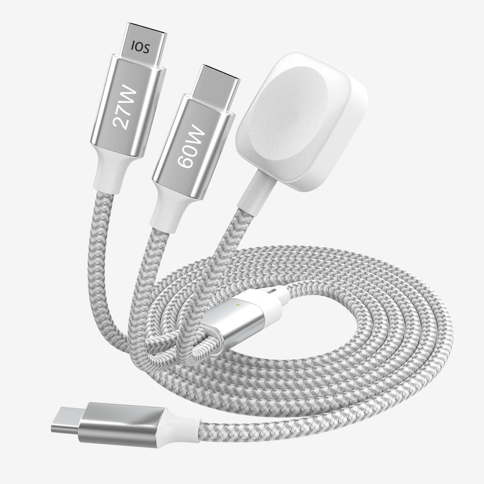 PD 60W 3-in-1 Fast Charging Cable with Magnetic Watch Support