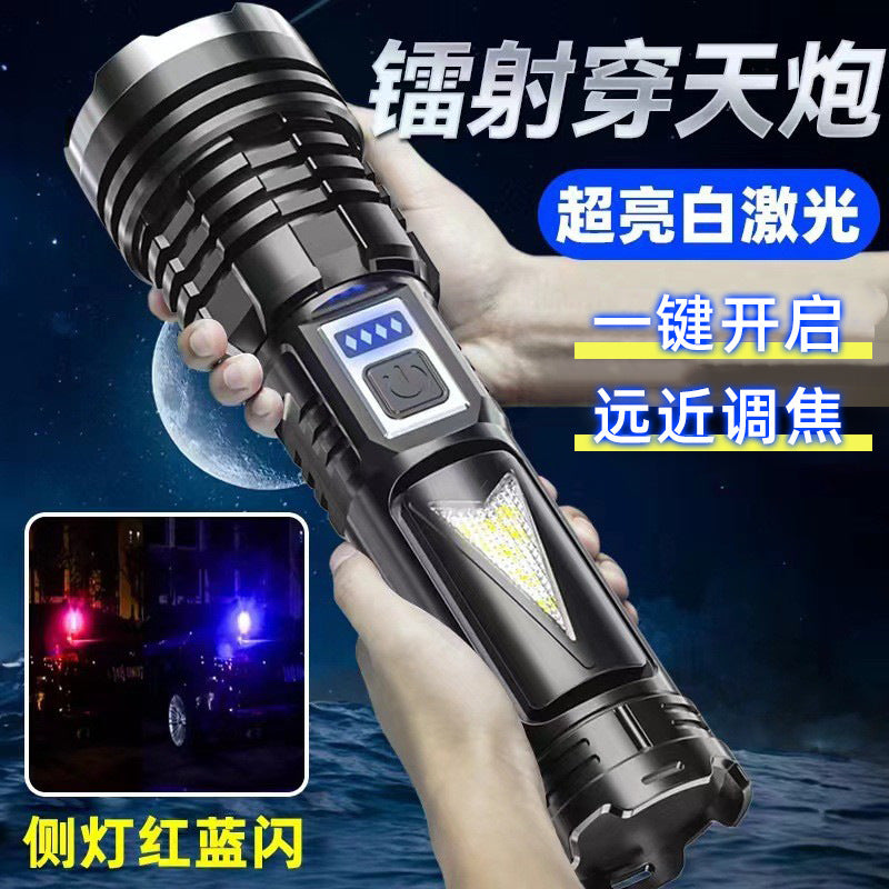 Super Light Rechargeable Zoom Flashlight – Long-Range Spotlight