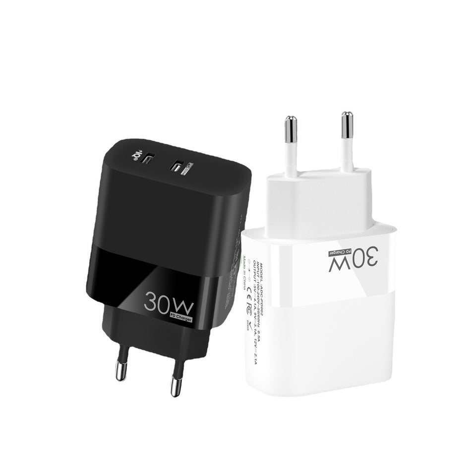 PD 30W Dual USB-C Fast Charger Universal EU/US/UK