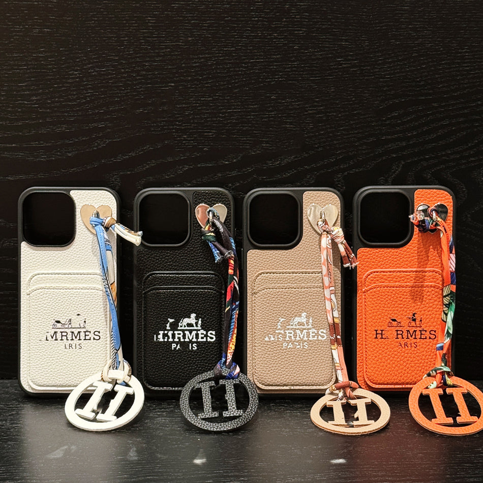 Pebbled Luxury Card-Insert Pendant Case