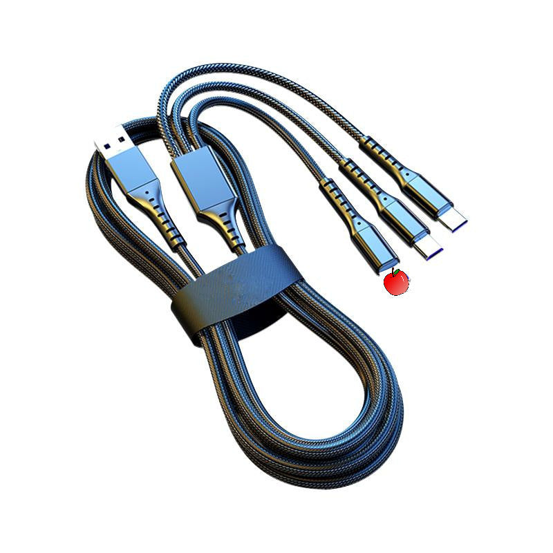 66W 3-in-1 Braided Fast Charging Cable for Apple & Type-C