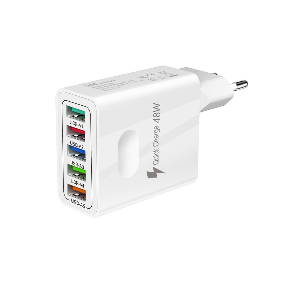 48W 5-USB Multi-Port Travel Fast Charger