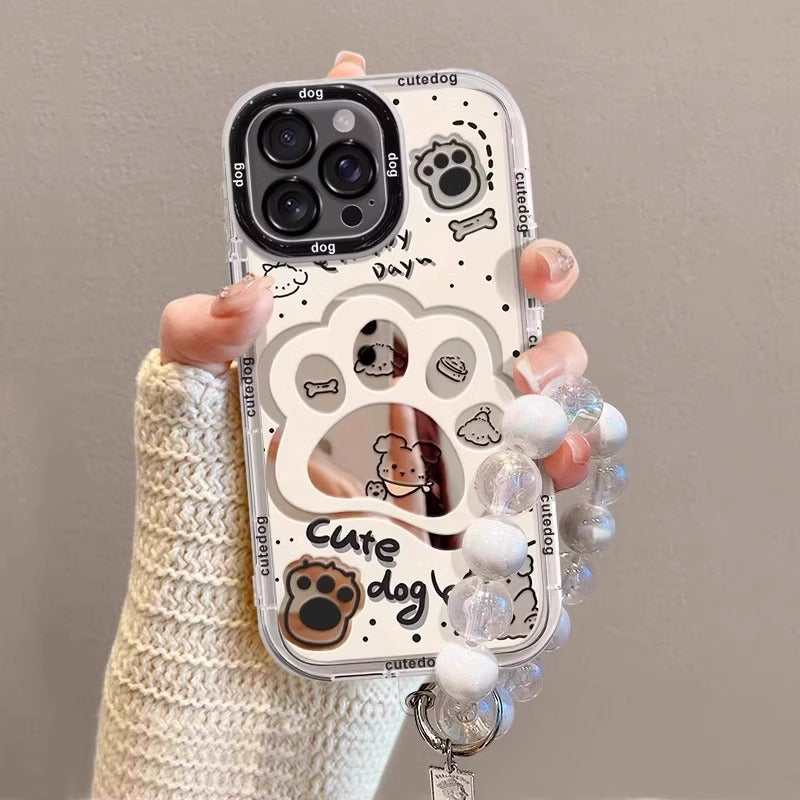 Cute Dog Paw Cream Mirror Case for iPhone