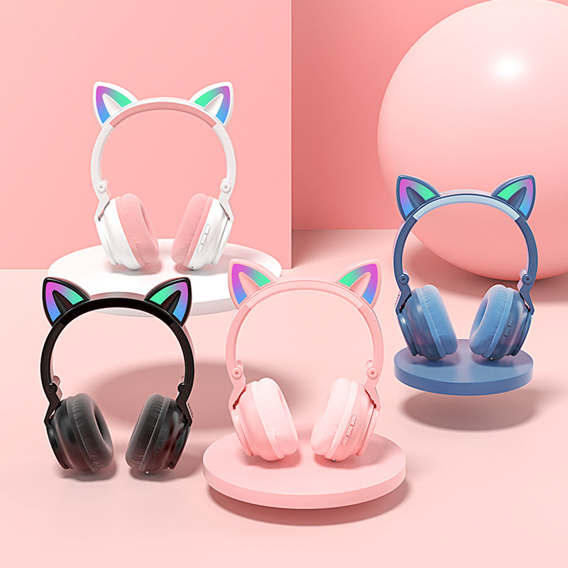 Cute Macaron Cat-Ear Bluetooth Headset