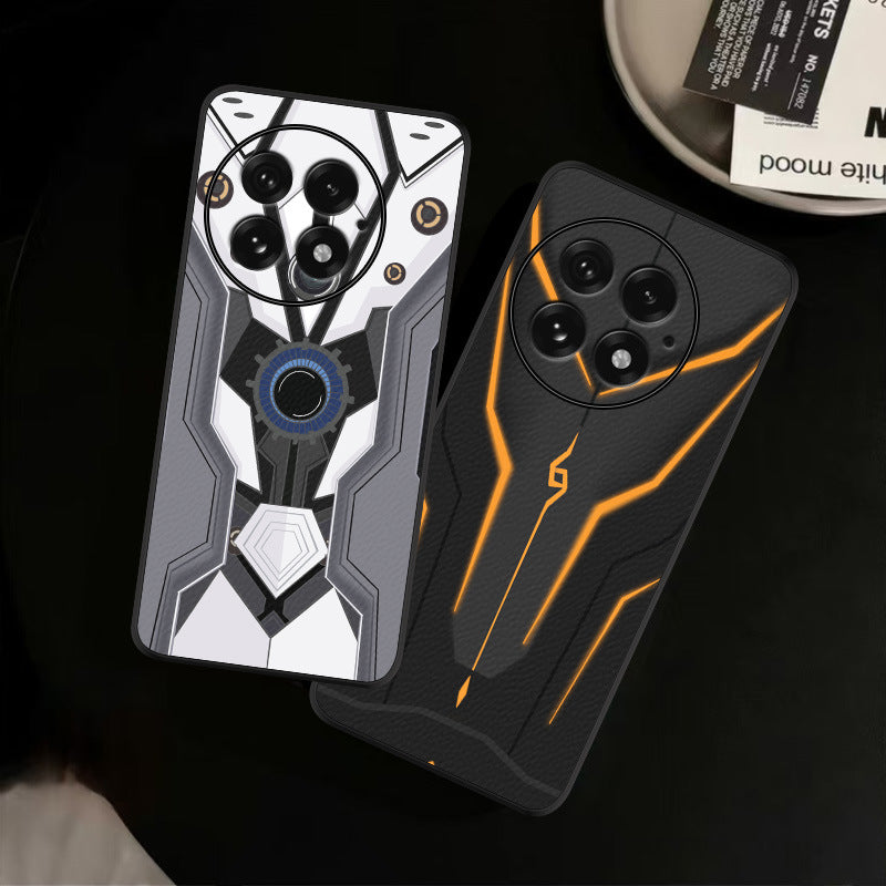 OnePlus 13 Leather Grain Mecha Armor Case