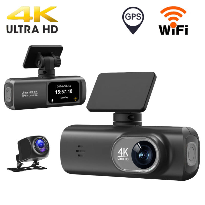 V22 4K Dual Lens Dash Cam WiFi GPS Recorder