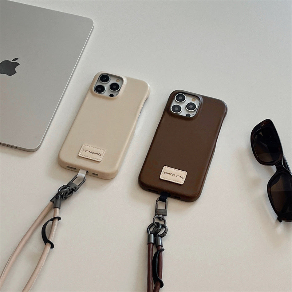 Small Texture Leather iPhone Case – Simple Solid Color