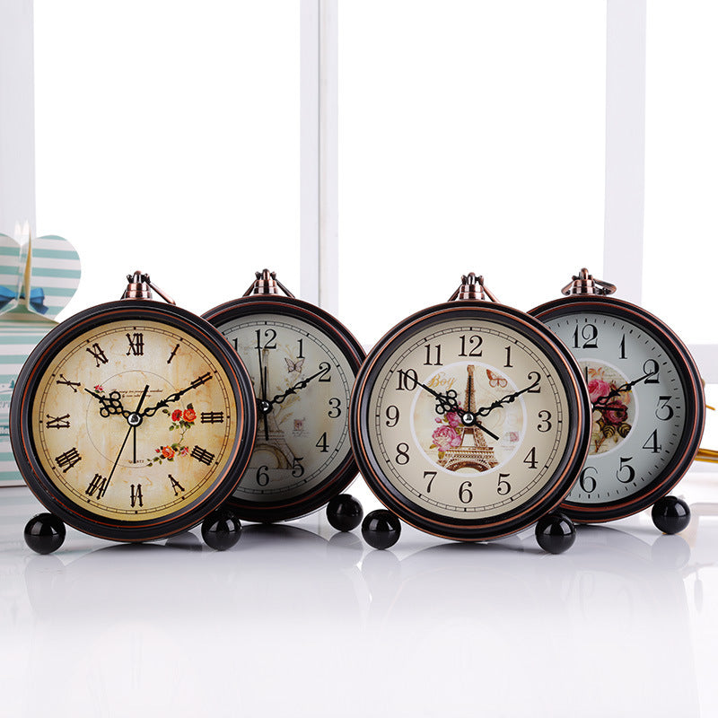 Retro European Pastoral Metal Alarm Clock – Silent & Creative