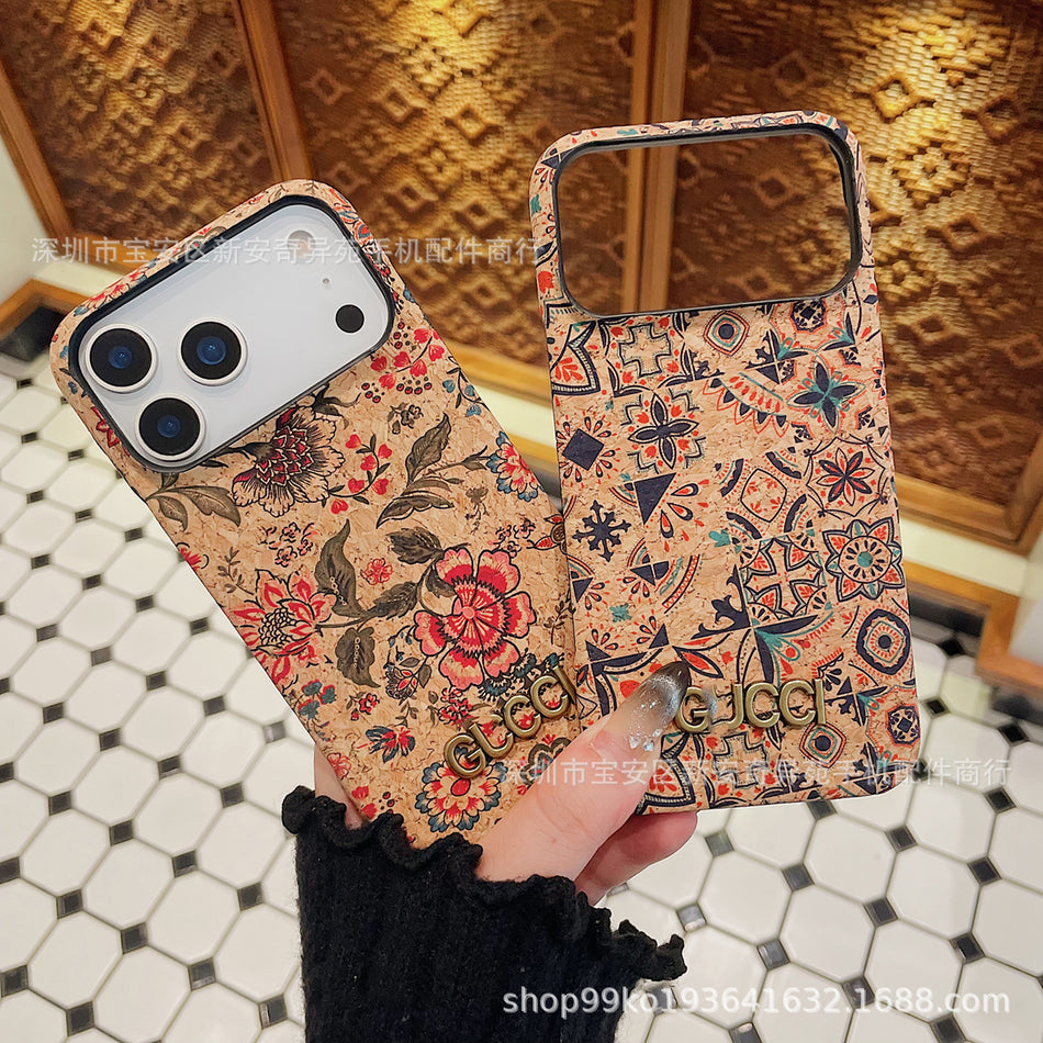 Retro Cork Flower Half-Cover iPhone Case
