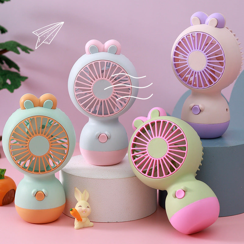 Cartoon Mini Desktop USB Fan – Portable Rechargeable for Students