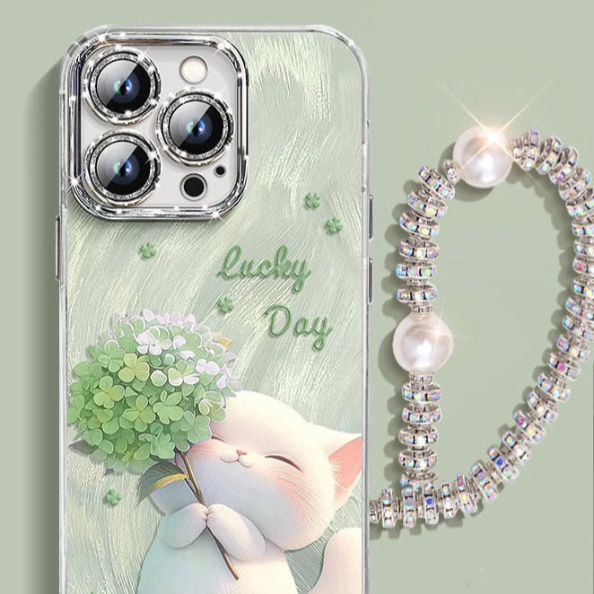 Feather-Yarn Cat Case (iPhone 16E/15/14/13/12)