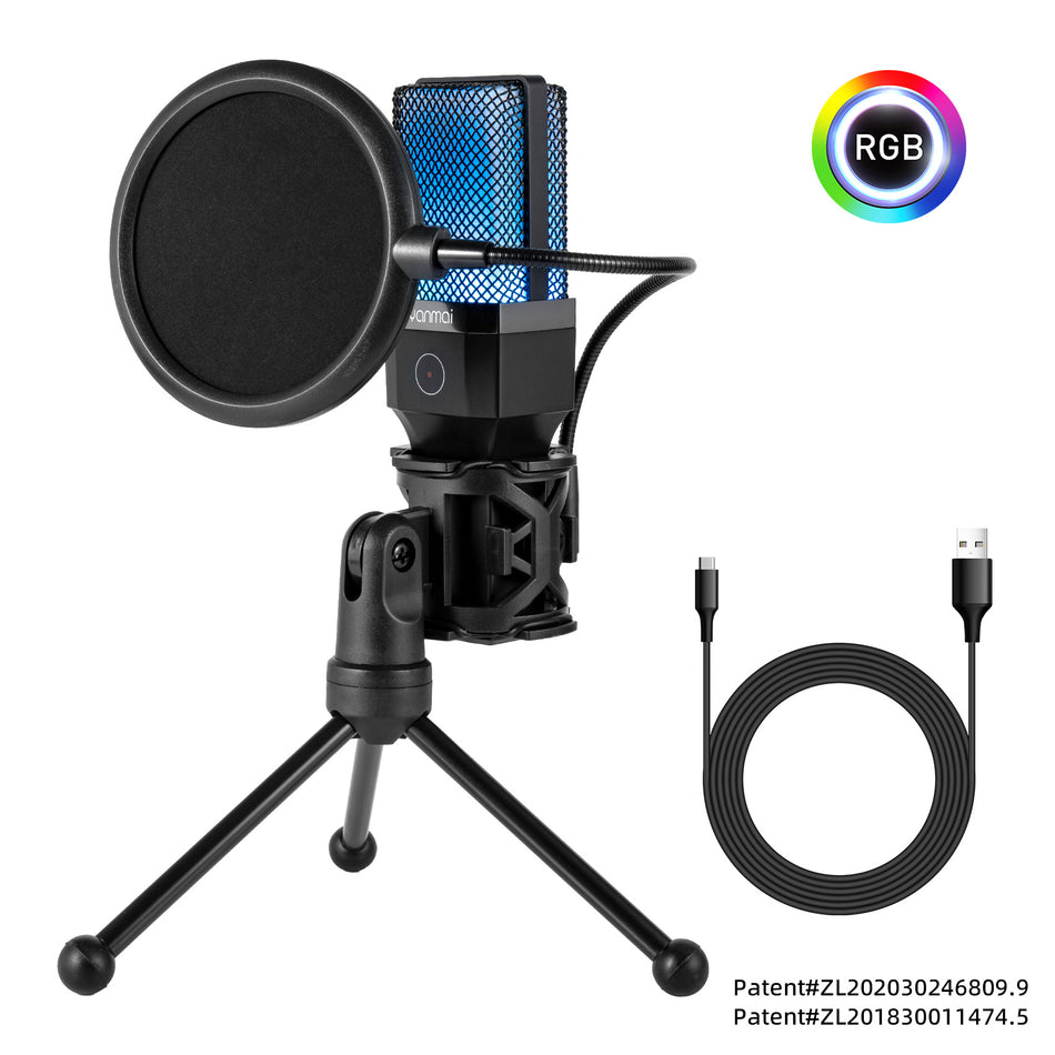 RGB USB Condenser Microphone for Gaming & Recording