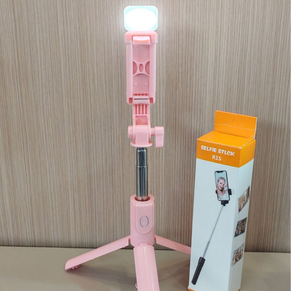 R1S Bluetooth Selfie Stick with Remote & Light Support
