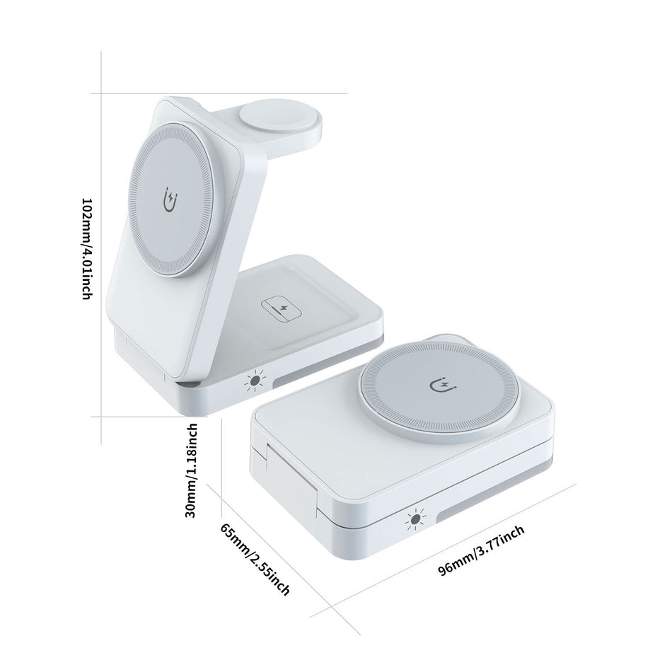 Foldable Magnetic 3-in-1 Wireless Charger for Apple Devices