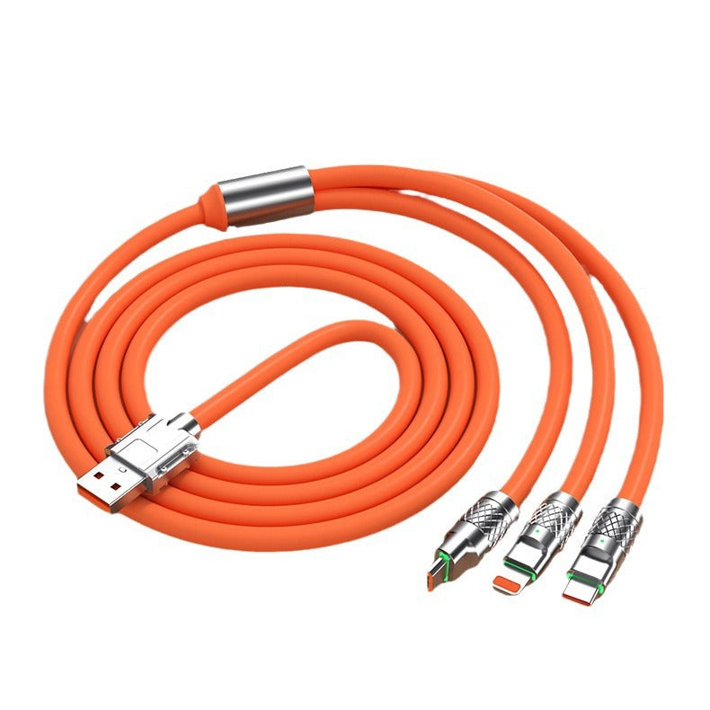 120W 3-in-1 Zinc Alloy Fast Charging Cable with Lamp