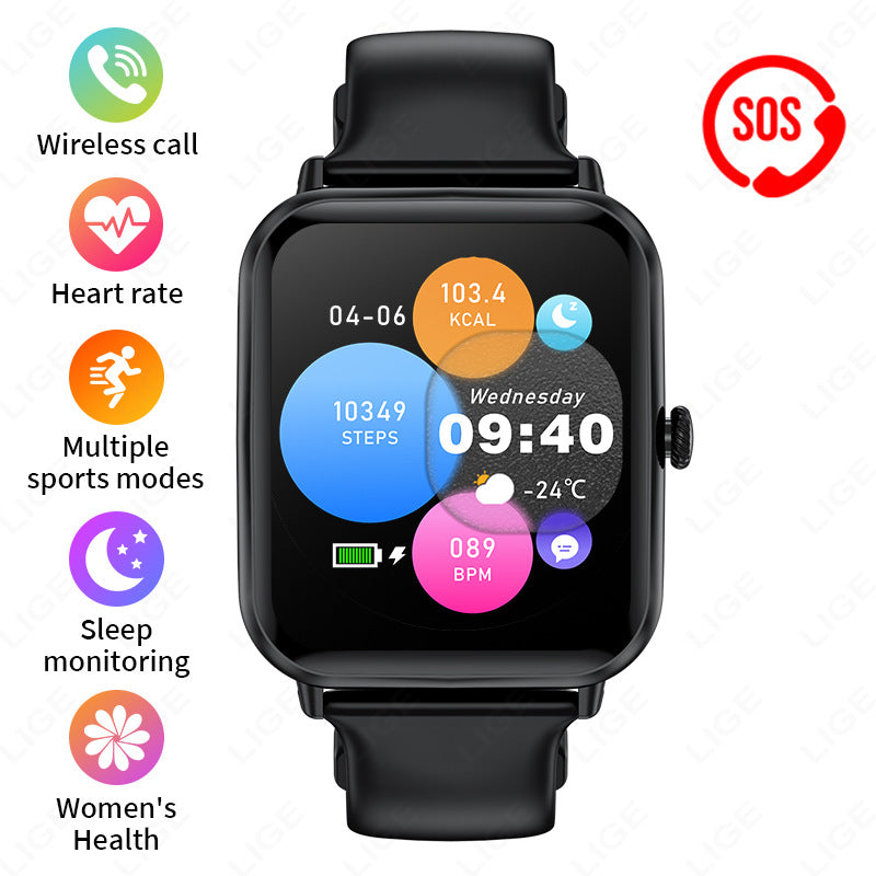 LIGE Smartwatch Blood Oxygen BP Monitor Step Tracker Waterproof