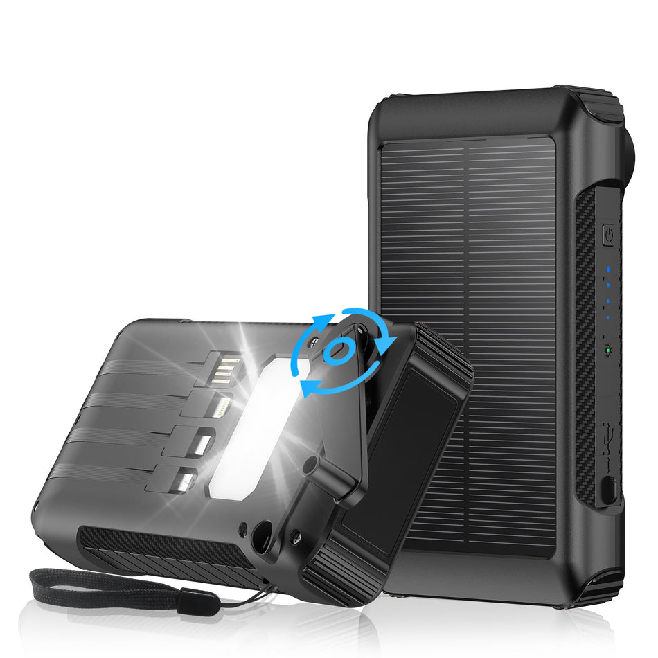 20000mAh Fast-Charging Solar & Hand-Crank Power Bank – Outdoor Portable Charger