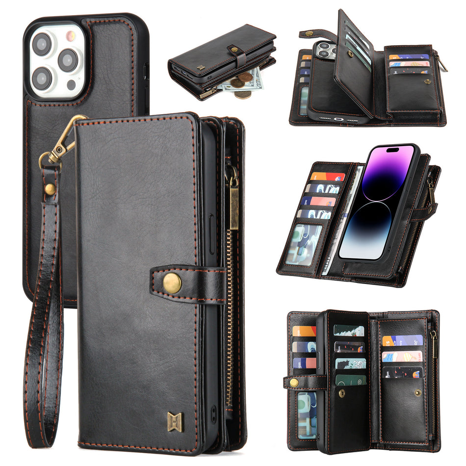 iPhone 15 Pro Max Wallet Case with Magnetic Holster