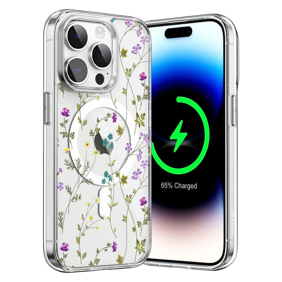 Transparent Floral Magnetic iPhone 16 Case