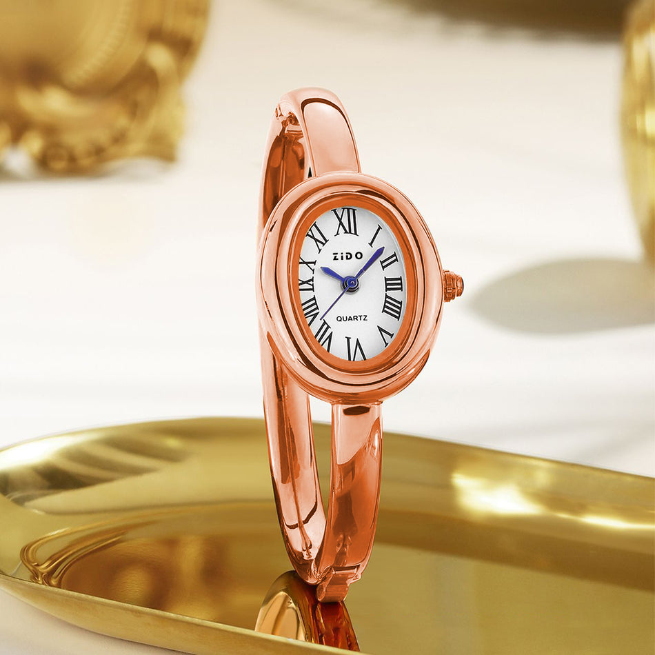 Zido Rose Gold Women’s Oval Bracelet Luxury Watch