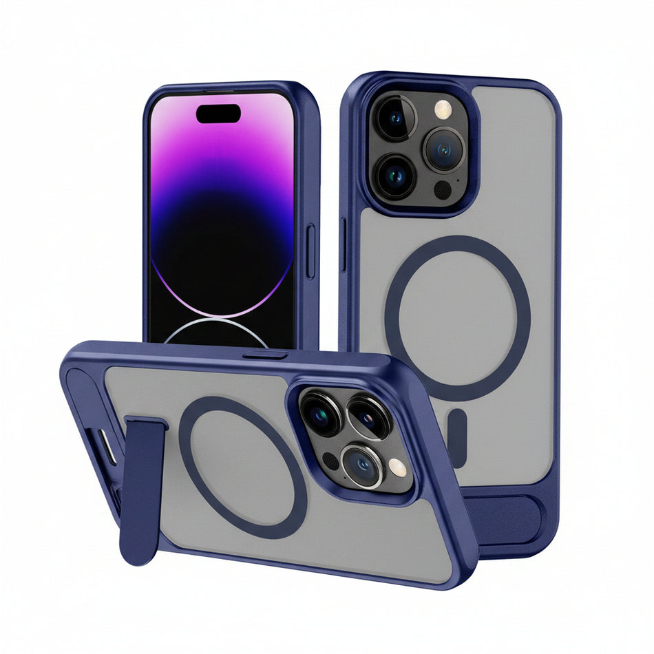 Matte Metal Magnetic Stand Phone Case for iPhone 16