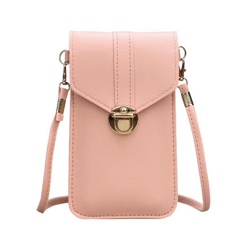 Retro Buckle Crossbody Touchscreen Phone Wallet