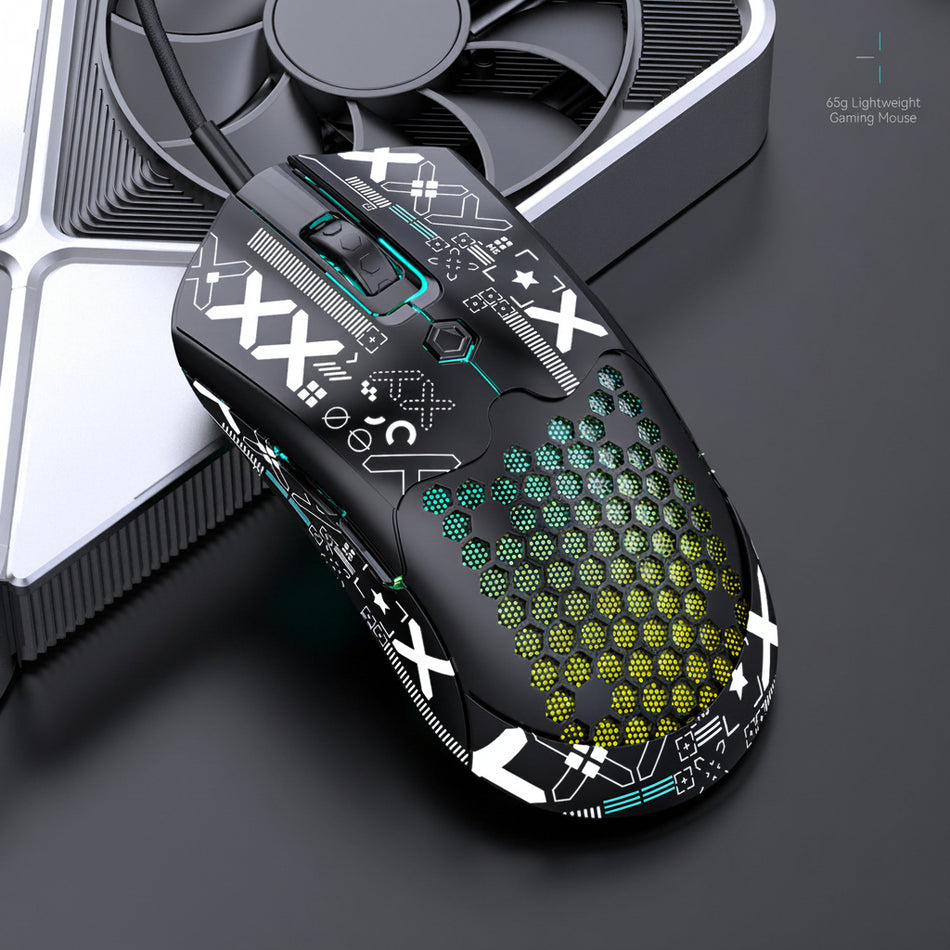Free Wolf M5 Lightweight Wired RGB Gaming Mouse 12000DPI