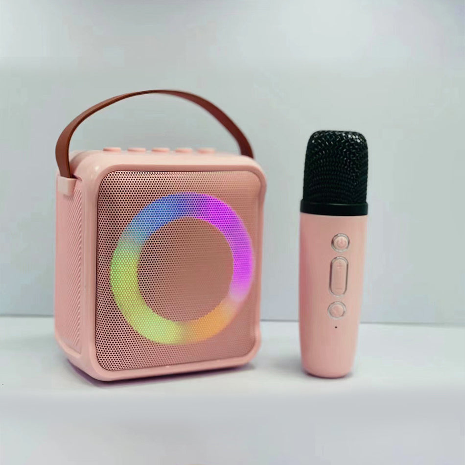 Mini LED Bluetooth Karaoke Mic – Portable Speaker with Colorful Lights