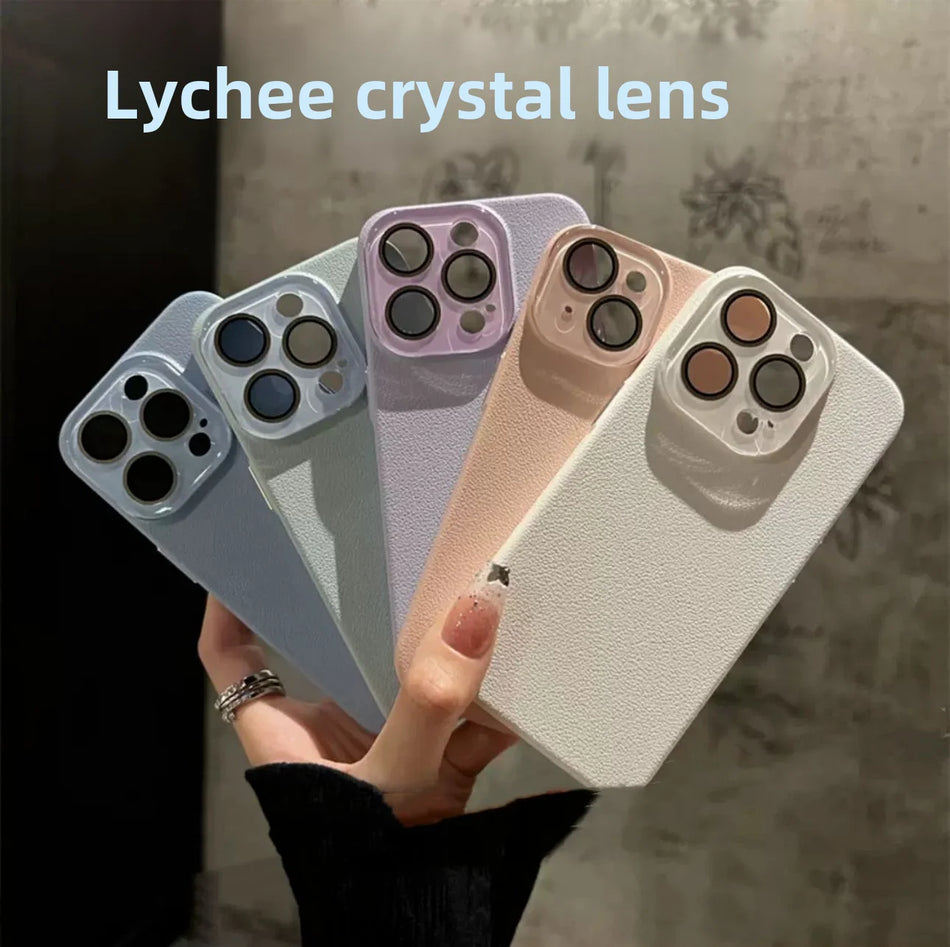 iPhone16 Pro Max Frosted Litchi Leather Crystal Case