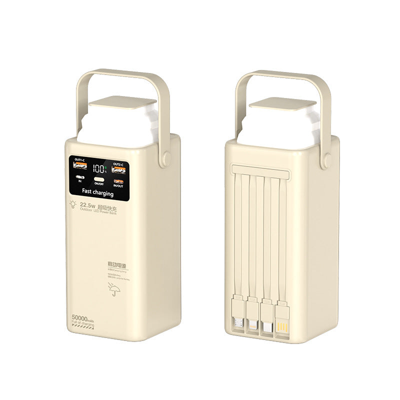 160000mAh Outdoor Power Bank with Camping Lamp and Built-In Cable