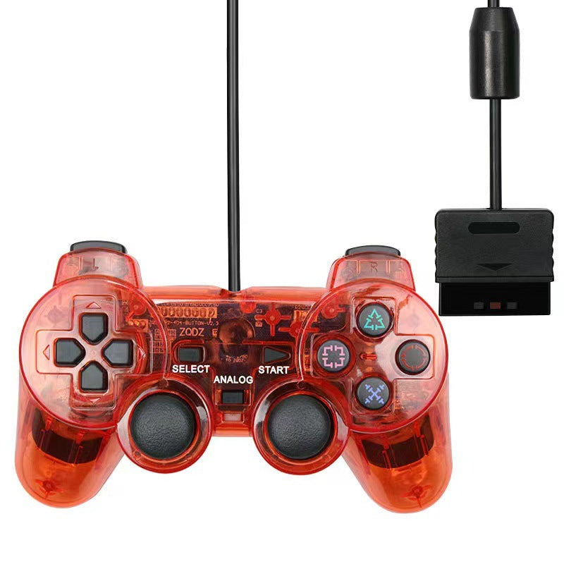 PS2 Wired Gamepad Dual Vibration Transparent Snowflake Pad